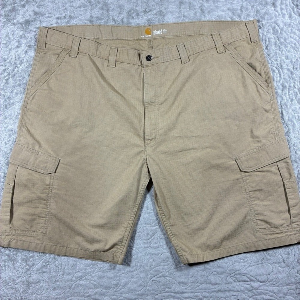 Carhartt Mens Cargo Ripstop Shorts Size 50 Tan Relaxed Fit Workwear Streetwear
